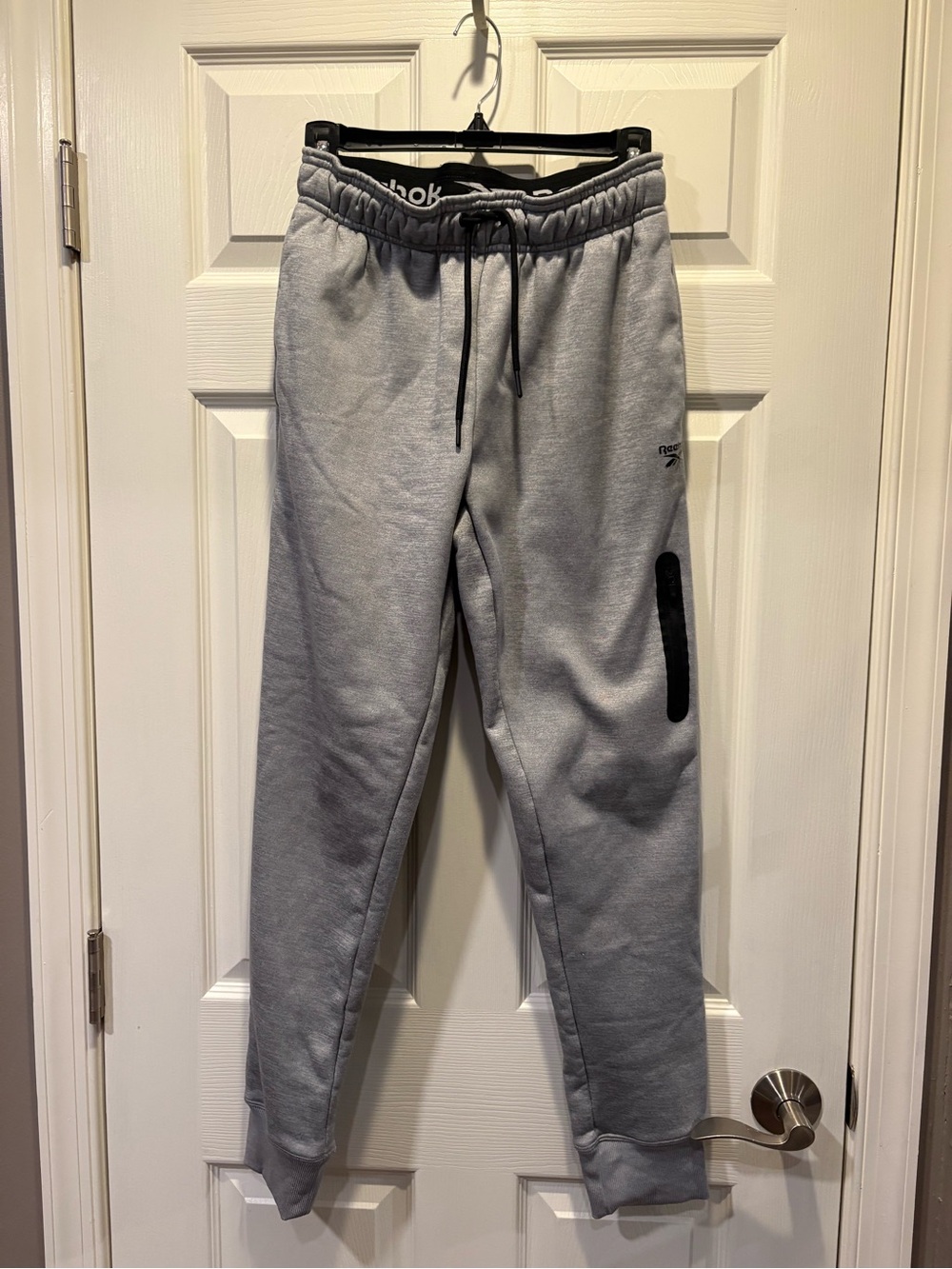 Reebok Light Gray Men's Fleece Joggers with Black Accents